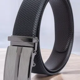 Men Casual, Evening, Formal, Party Black Texas Leatherite Reversible Belt-image-5