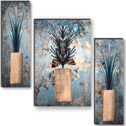 Flower pot modern art UV textured self adeshive Pack of 3-13