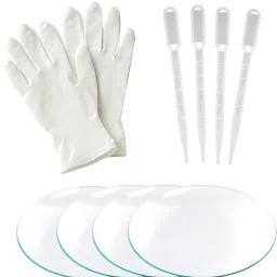 Watch Glass 75mm, 3ml Dropper & Gloves for beakers Covering lab ink filler Use Laboratory Watch Glass-41