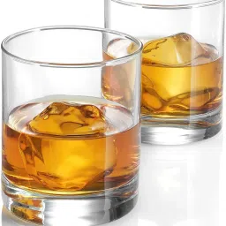 (Pack of 2) Round shape classic Regular Glass , Crystal Rocks Glass Set of 2 Glass Set Water/Juice Glass-20