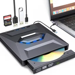 RyzCare External For CD DVD +/-RW Drive With SD Card Reader And USB 3.0+2.0+Type-C Input External DVD Writer-3