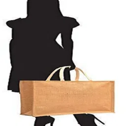 sanchi creation Plain Jute Burlap Large Handbag (Brown) Grocery Bag image 3