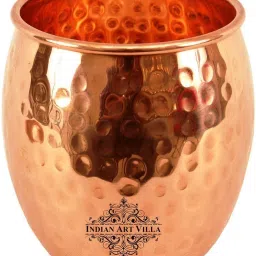 Copper Round Hammered Glass | Home Hotel Ayurveda Glass Water/Juice Glass-image-54