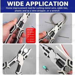 perfect tech 7 in 1 8.5 inch Multi Function Wire Stripper/Cable Cutter Terminal Crimping Lineman Plier image 4