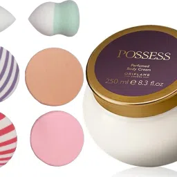 Possess Perfumed Body Cream 250ml (31784) With Puff Sponge-picture-0
