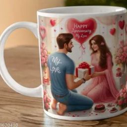 Happu Anniversary My Love White Printed Ceramic Coffee mug Ceramic Coffee Mug-image-1