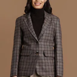 allen solly Women Checkered Single Breasted Formal Blazer-picture-36