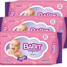 Baby Care Wipes Enriched with Aloe Vera Extract with Pleasant soft Touch Pack of 3 (25 Wipes Each)-image-62