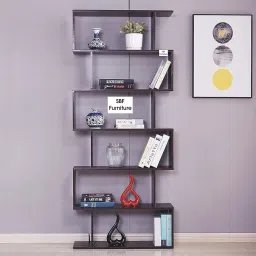 ne furniture 6 Layer Ladder Bookshelf S Shape Engineered Wood Bookcase Open Book Shelf Engineered Wood Open Book Shelf image 3