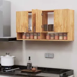 specialitypanels 4 Doors Modular Wall Mounted Kitchen Cabinet with Organizer Shelf in Plateau Apple Finish-picture-28