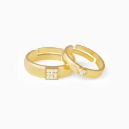 Sterling Silver Golden Shining Love Couple Rings for mens and womens Sterling Silver Zircon Rhodium Plated Ring-image-43