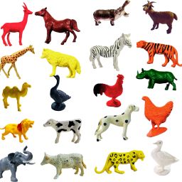 Animal Toy Set for Kids – 20 Piece Farm Wild Animal Toys with Jungle Floor Chart-14