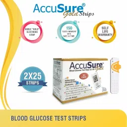 AccuSure Gold Glucometer Test Strips, Pack of 2 | 50 Glucometer Strips-21