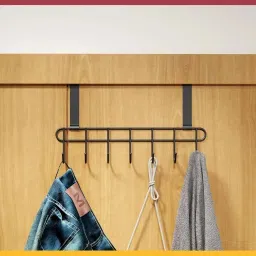 Drill Free Over the Door Hanger with 7 Hooks for Clothes, Kitchen Accessories Door Hanger-image-74