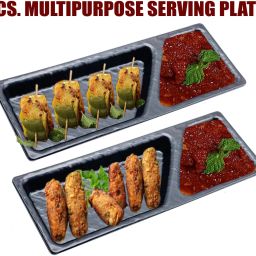 2 Pcs. Starter Platter for Snacks Like Momos, Spring Roll, Chili Potato etc Sizzler Tray-image-14