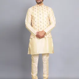 Men Satin Kurta Pyjama Ethnic Jacket Set-image-12