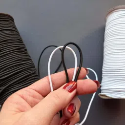 knottycord Elastic Thread and Cord White, Black Elastic image 4