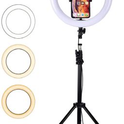 Webilla 12" inch LED Ring Light with 7 Ft Tripod Stand Combo and Phone Holder for Tiktok YouTube Reels Photo-shoot Video Live Stream Makeup Videos vlogging Vigo Video Shooting | 3 color modes Dimmable Lighting | Recording with Mobile Phone and Camera Clip Setup Ring Flash Ring Flash-picture-1