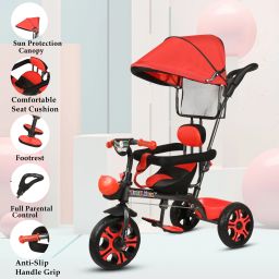 duggi muggi Tricycle with Parental Push Handle & Foldable Canopy Rotating Soft Cushion Seat for 12 Months to 5 Years. Tricycle image 2