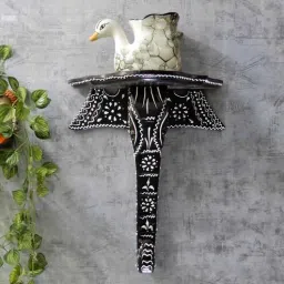 Black Elephant Trunk Design Hand Carving Pooja Shelf By Disoo Fashions-picture-9
