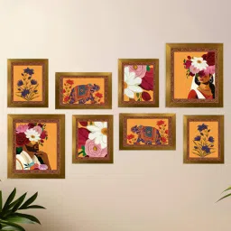 Art Street Indian Art Print Man and Woman with Elephant Floral Wall Hanging For Home Decor-picture-21