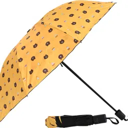 3 Fold Printed Rain Sun & UV Rays Protective Black Coated Manual Open Umbrella-11