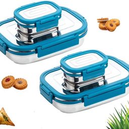 blluex Stainless Steel Leak Proof, Airtight Lunch Box/Tiffin Box for Office, School, 4 Containers Lunch Box-picture-0