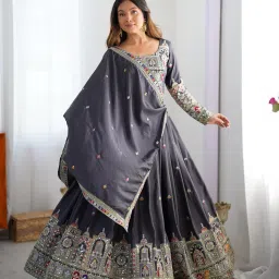 Embroidered Semi Stitched Lehenga Choli-image-8