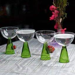 borotech Borosilicate Pyramid Stem Cocktail Glasses Set of 4 - Bold Green Stems-picture-40