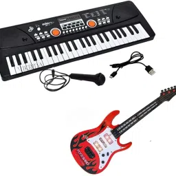 49 Key Piano Keyboard with Recording and Mic with Musical Guitar-1