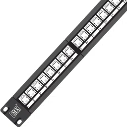 MX 24 Port CAT5E Patch Panel with IO Without Shutter & with Cable Management System Lan Adapter image 2