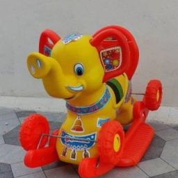 BABY PLASTIC musical elephant WITH ROCKING FUNCTION AND RUNNING RIDEO ON WITH AMAZING COLOR FOR YOUR KIDS First Class Rocking Plastic musical elephant With 4 Wheels For Cycle The musical elephant 2 In 1 Function Rocking And Cycling For Your Kids Car Battery Operated Ride On (Yellow) Tricycle-27