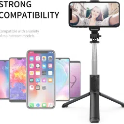 INDRAMANSHA Retractable Phone Tripod with Wireless Remote Control & Light Bluetooth Selfie Stick image 3