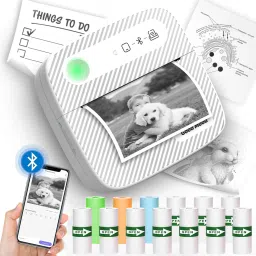ZITRONIX Mini Printer with 13 Rolls Sticker Paper, Portable Sticker Printer Efficiently Thermal Receipt Printer-32