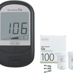 GlucoCard G+ Blood Glucose Monitor – 100 Bottle Packed Strips, No Coding Glucometer-26