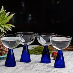 borotech Borosilicate Pyramid Stem Cocktail Glasses Set of 4 - Bold Blue Stems-picture-41