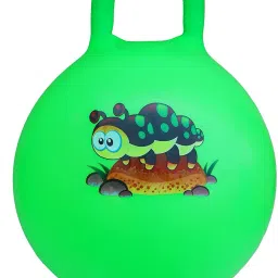 BIG SIZE Rubber Inflatable Hopping Hopper Hop Bouncy Jumping Ball with Handle for Kids (Random Colour, 55cm) Inflatable Hoppers & Bouncer, Infatable Ball-3