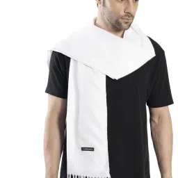 Solid Wool Blend Men White Stole-image-38