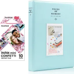 FUJIFILM Mini 10X1 confetti Instant Film With 128-sheet Album Ice Blue for mini Film Roll-88