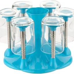 Glass Stand Made Stainless Steel and Virgin Plastic BLUE Steel, Plastic Glass Holder-image-52