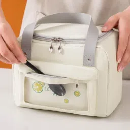 Thermal Insulated Front Pocket Lunch Bag with Handle|RH215-CRM|Beige Waterproof Lunch Bag-image-44