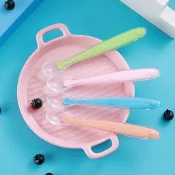 Baby Feeding Spoon Set. Food Grade Soft Silicone Tip. Pack Of 4- Food Grade Silicone-22