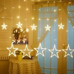 98 inch Yellow Rice Lights Star Warm white LED Light Curtain for Diwali and christmas Decoration (Pack of 1) FOR FESTIVAL Chain Silicone Light Hanging Chain Rod-image-2