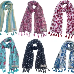 Printed Chiffon Women Multicolor Stole, Fancy Scarf-image-71