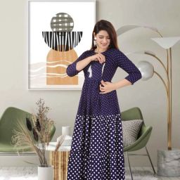 Printed Pure Cotton Stitched Flared/A-line Gown-image-27