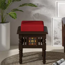 mudramark from pepperfry Siramika Sheesham Wood Seating Stool In Walnut Finish-picture-4