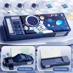 FLIPKART RECOMMENDED HOT SELLING TRENDING IDEAL FOR BOYS & GIRLS STATIONERY BOX SPACEMAN ASTRONAUT THEME DOUBLE SIDED PASSWORD PROTECTED COMPASS BOX Art Plastic Pencil Box-image-66