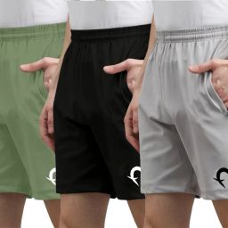 Pack of 3 Solid Men Multicolor Sports Shorts, Basic Shorts, Regular Shorts-25