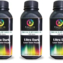 PrintStar Ultra Dark Toner Powder Pack Of 3 For HP 12A / 15A / 49A / 53A Canon FX9 Toner Cartridge Black Ink Toner Powder-12