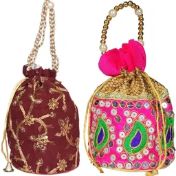 sunesh creation Women Maroon, Multicolor Potli-picture-6